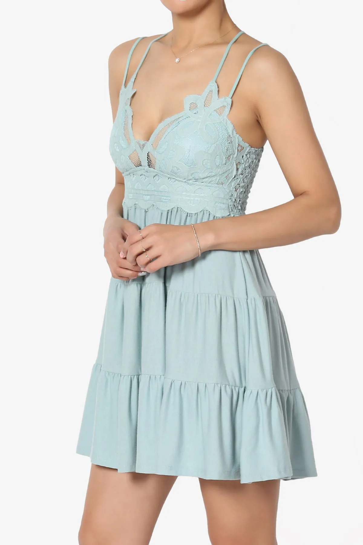 Adella Crochet Lace Tiered Cami Tunic PLUS