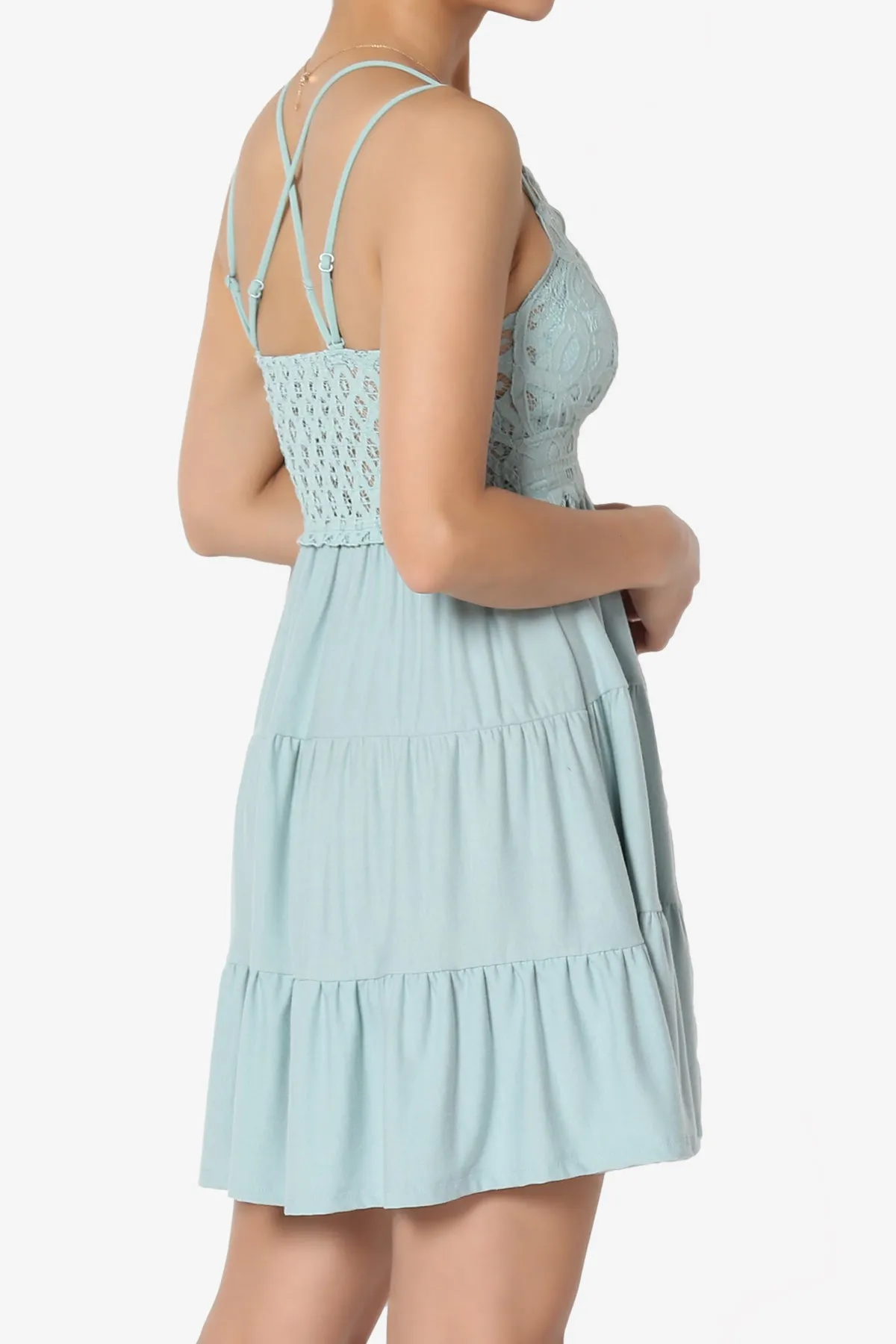 Adella Crochet Lace Tiered Cami Tunic PLUS