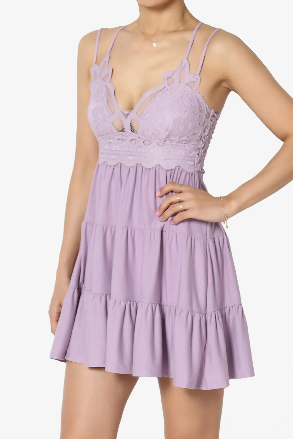 Adella Crochet Lace Tiered Cami Tunic PLUS