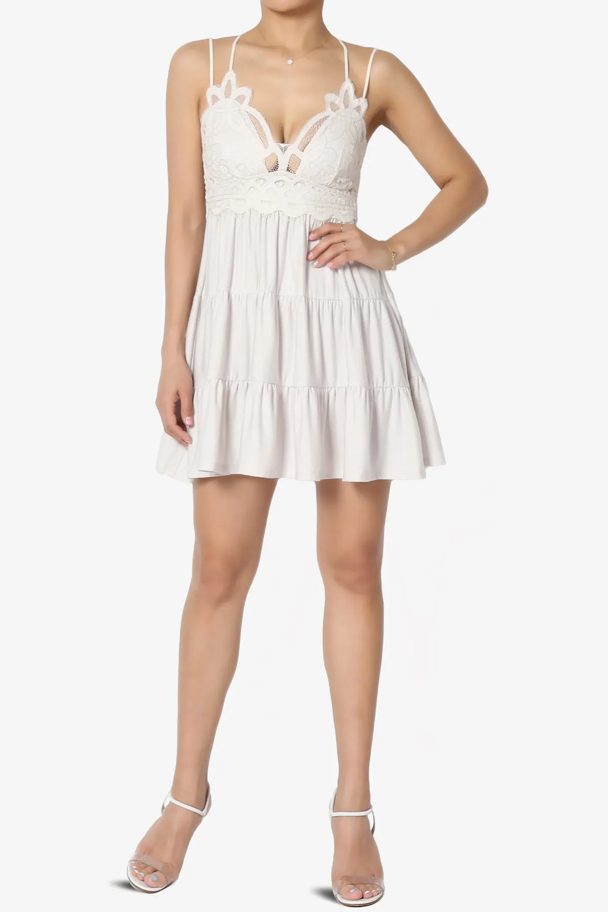 Adella Crochet Lace Tiered Cami Tunic PLUS