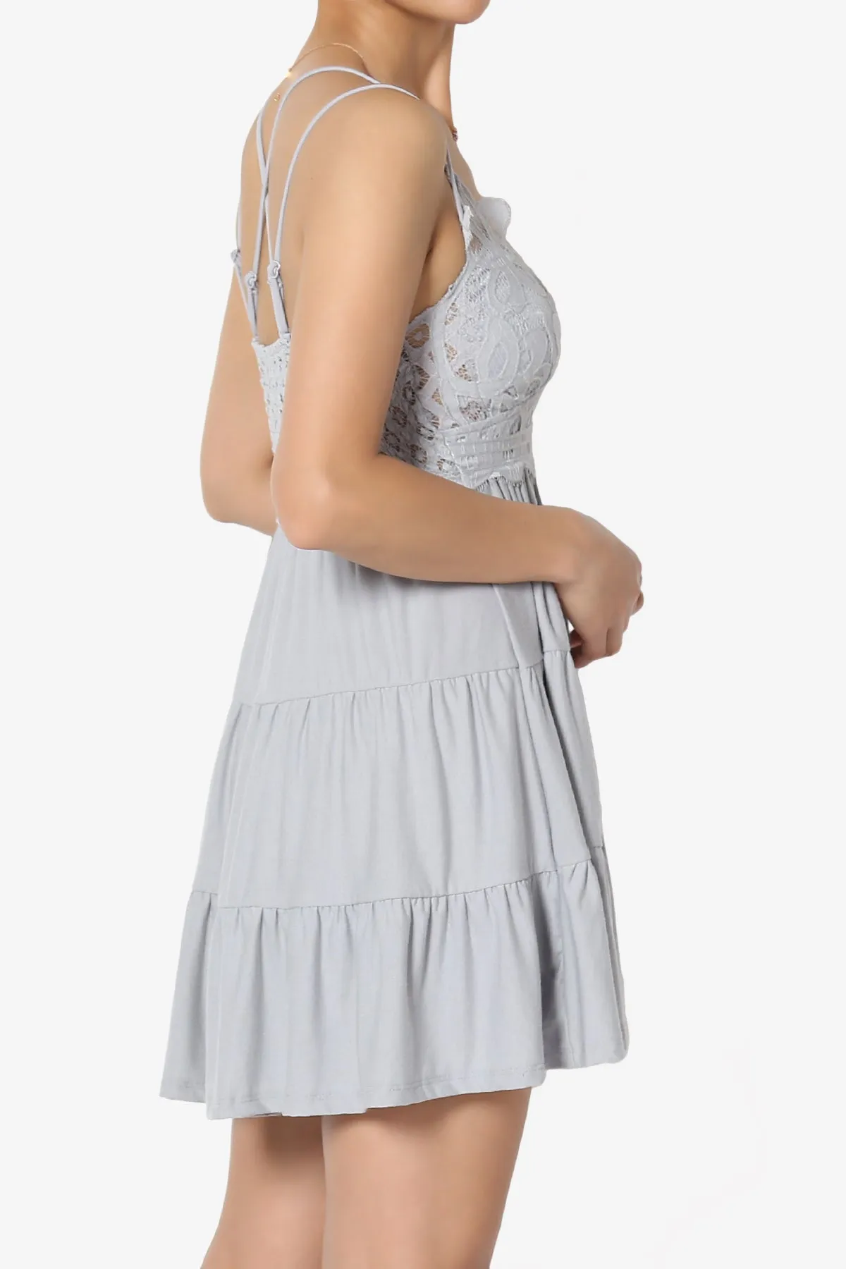 Adella Crochet Lace Tiered Cami Tunic PLUS