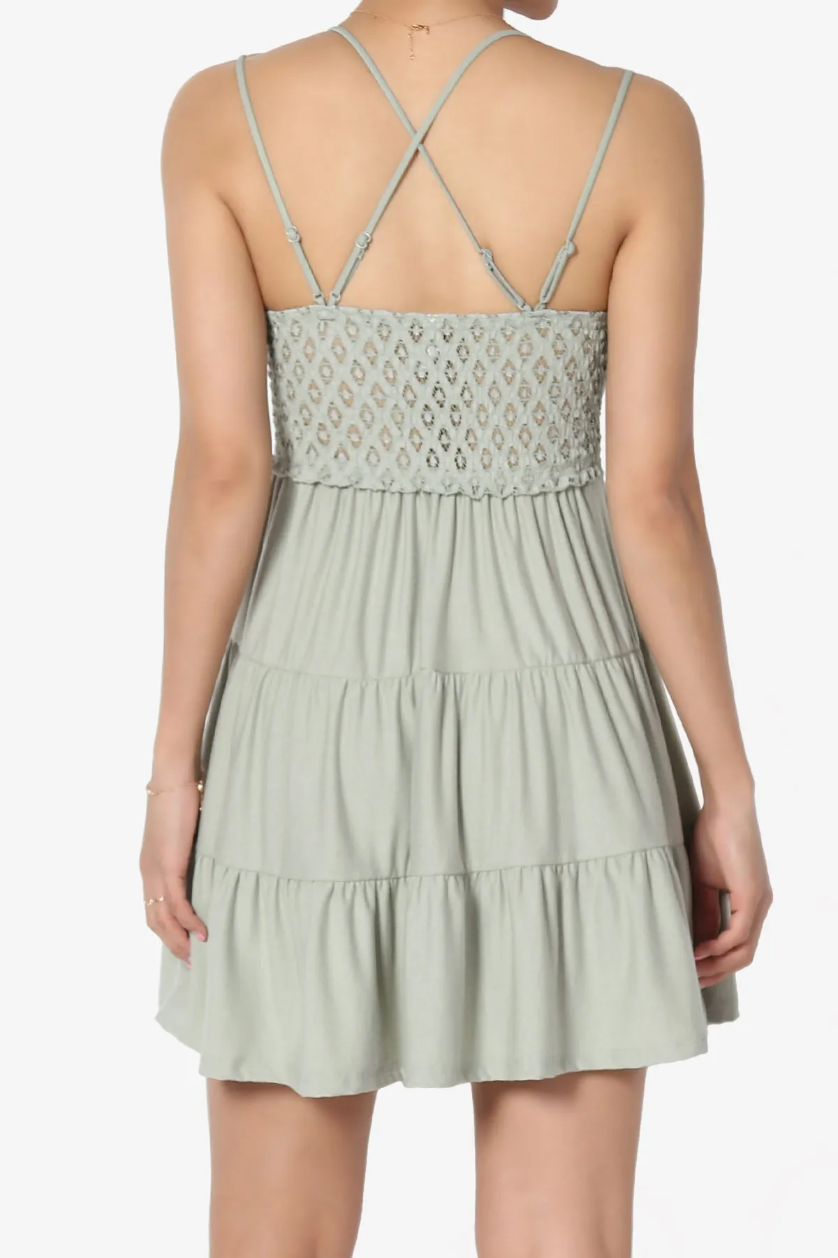Adella Crochet Lace Tiered Cami Tunic PLUS