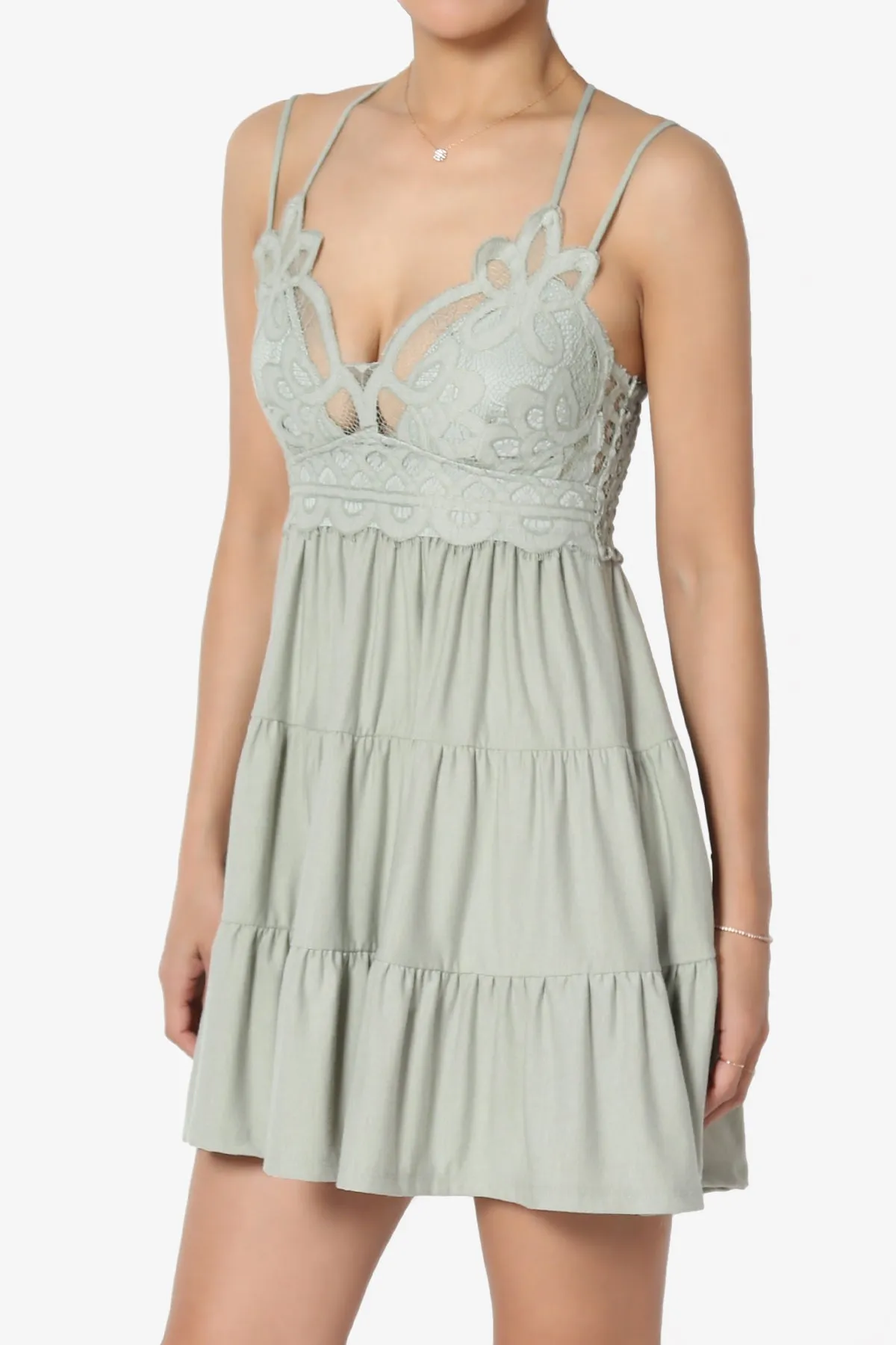 Adella Crochet Lace Tiered Cami Tunic PLUS
