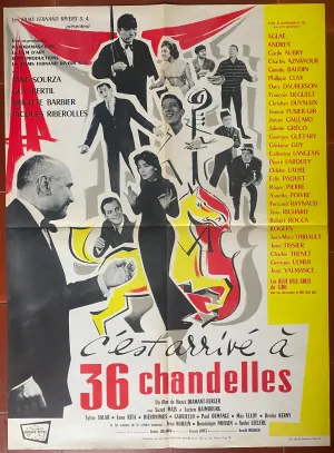 Affiche C'EST ARRIVE A 36 CHANDELLES Charles Aznavour JULIETTE GRECO 60x80cm 1957