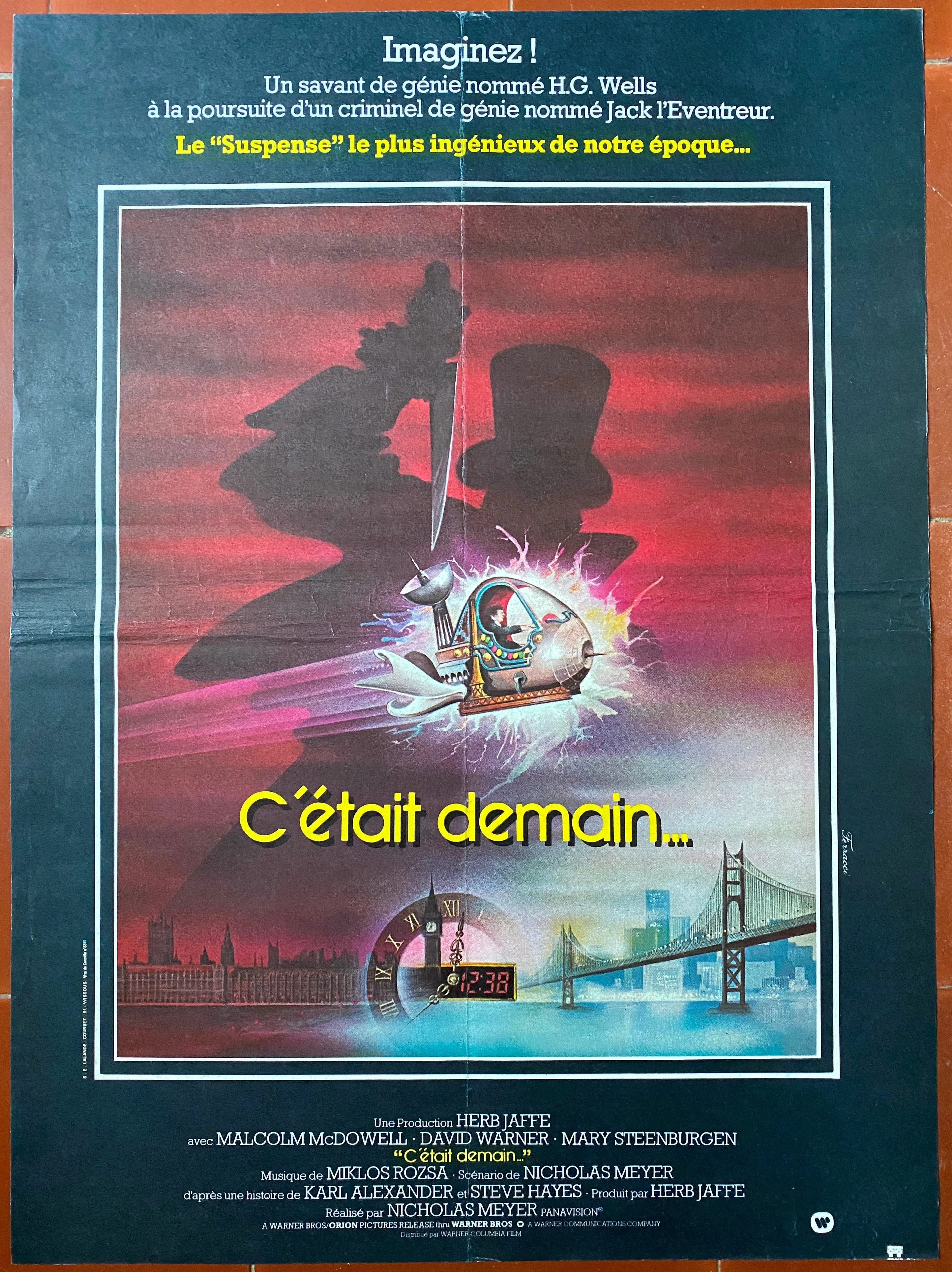 Affiche C'ETAIT DEMAIN Time after time MALCOLM McDOWELL Nicholas Meyer 40x60cm