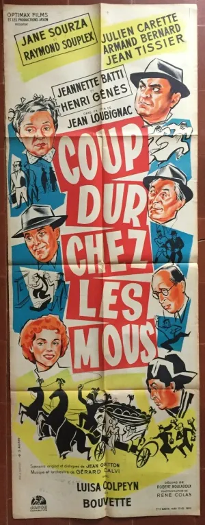 Affiche COUP DUR CHEZ LES MOUS Jean Loubignac JANE SOURZA Souplex 60x160cm *