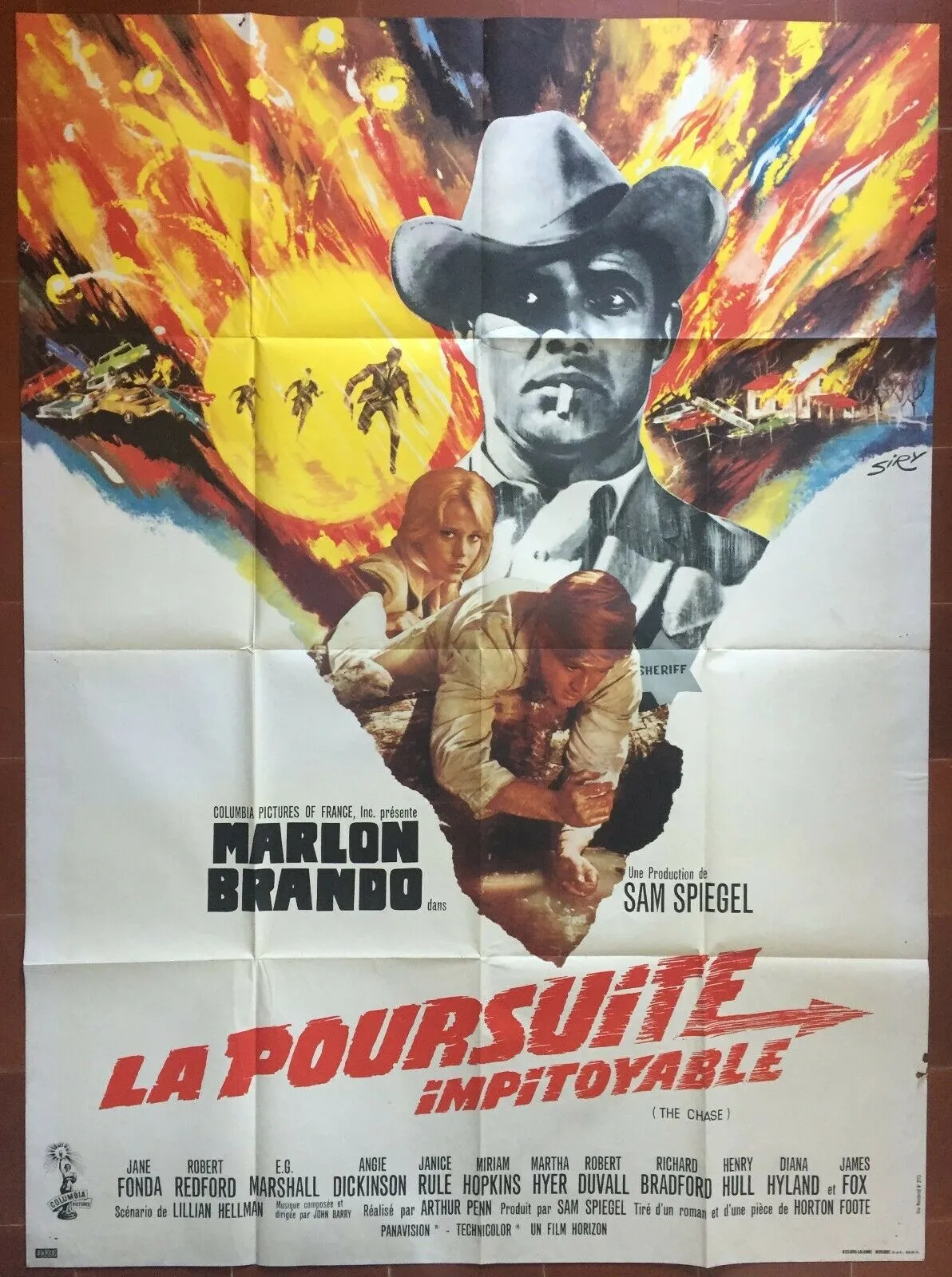 Affiche LA POURSUITE IMPITOYABLE The Chase MARLON BRANDO Jane Fonda 120x160cm