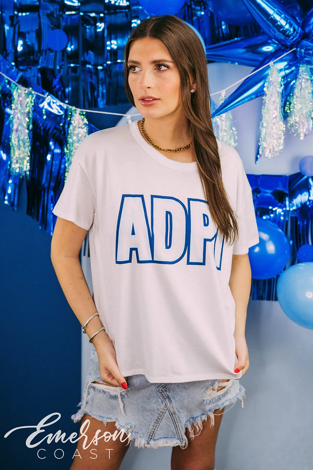Alpha Delta Pi PR Simple Letters Tee
