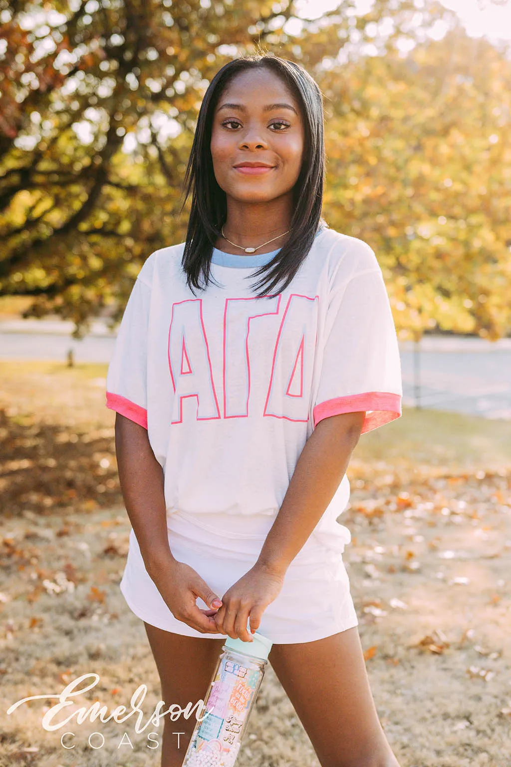 Alpha Gamma Delta PR Simple Colorblock Ringer Tee