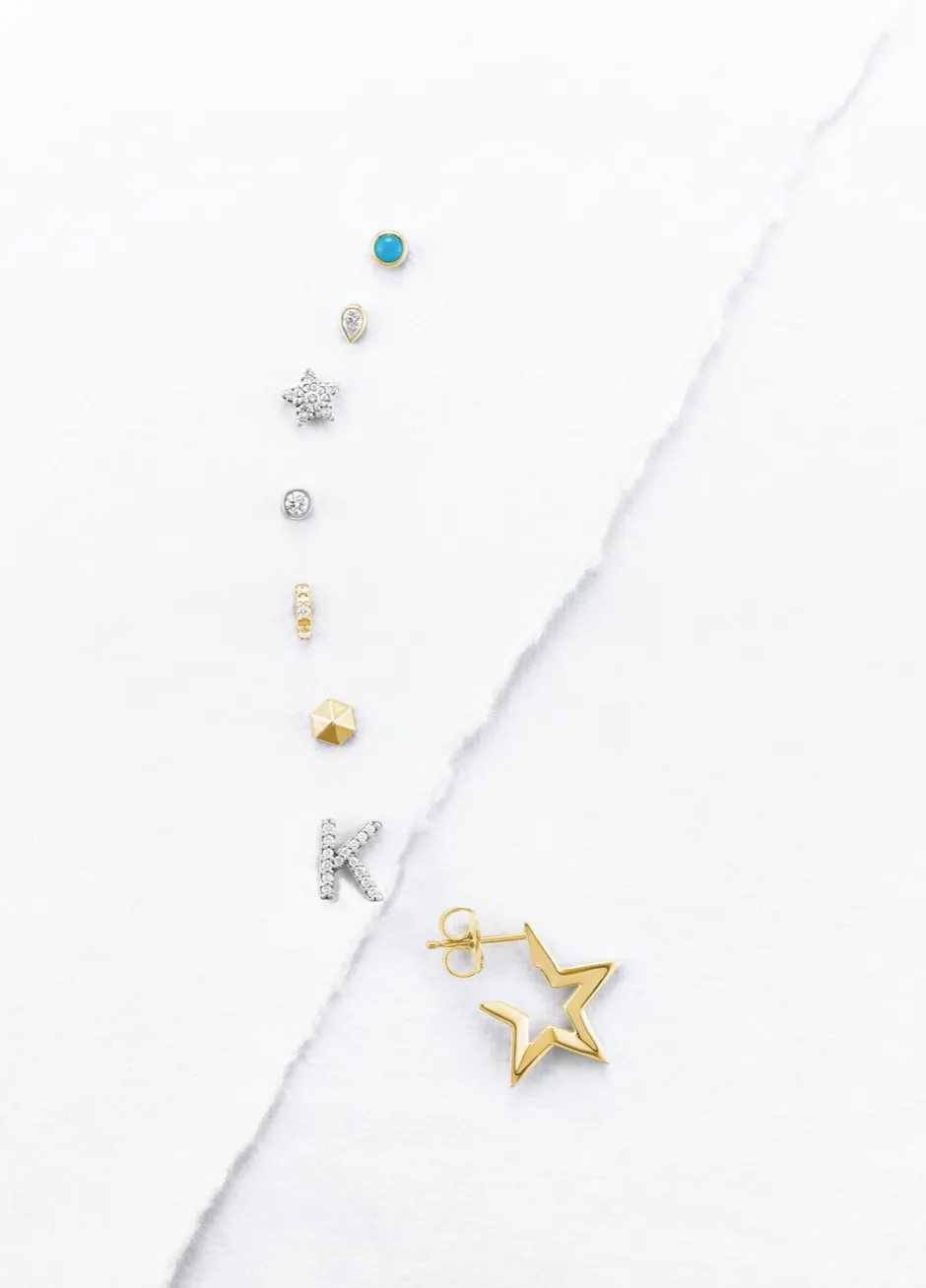 Alphabet diamond block earring