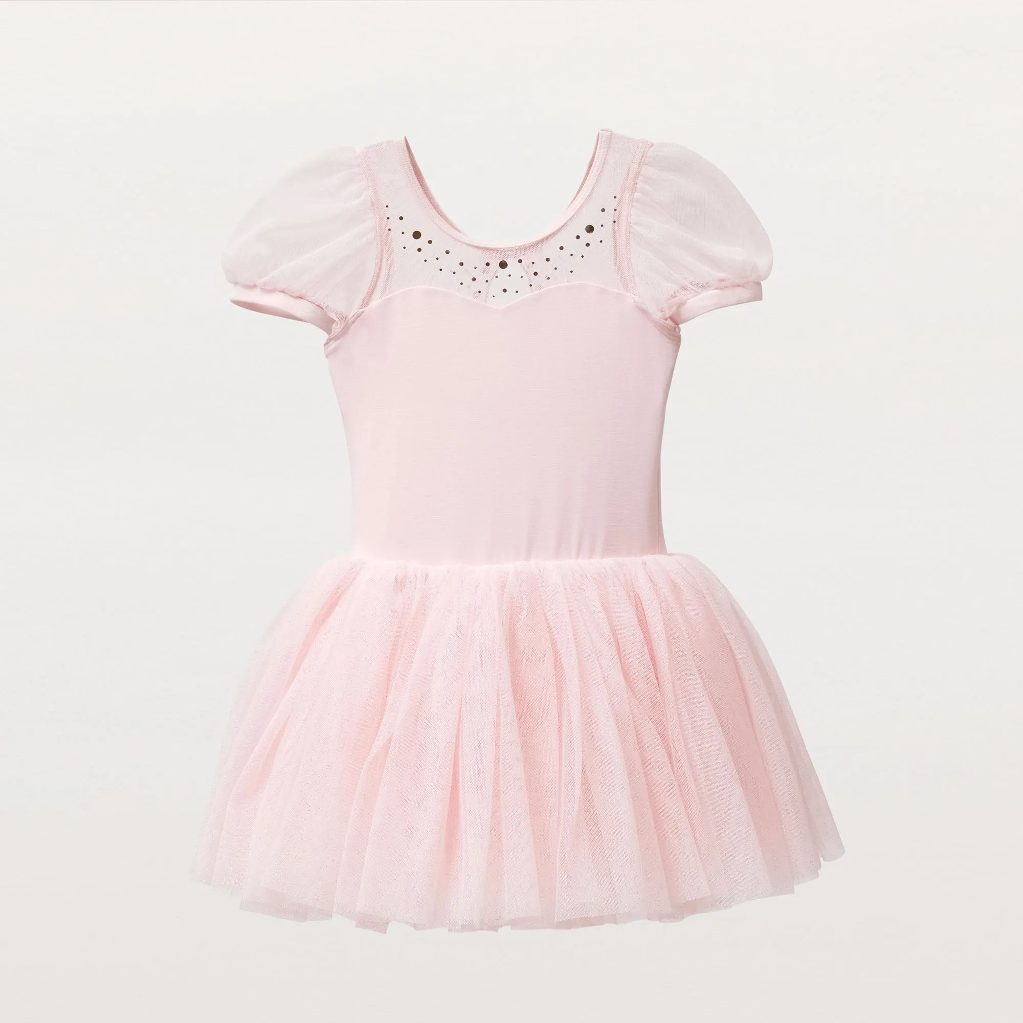 Andrea: Puff Sleeve Glitter Tutu Dress with Sequin Collar