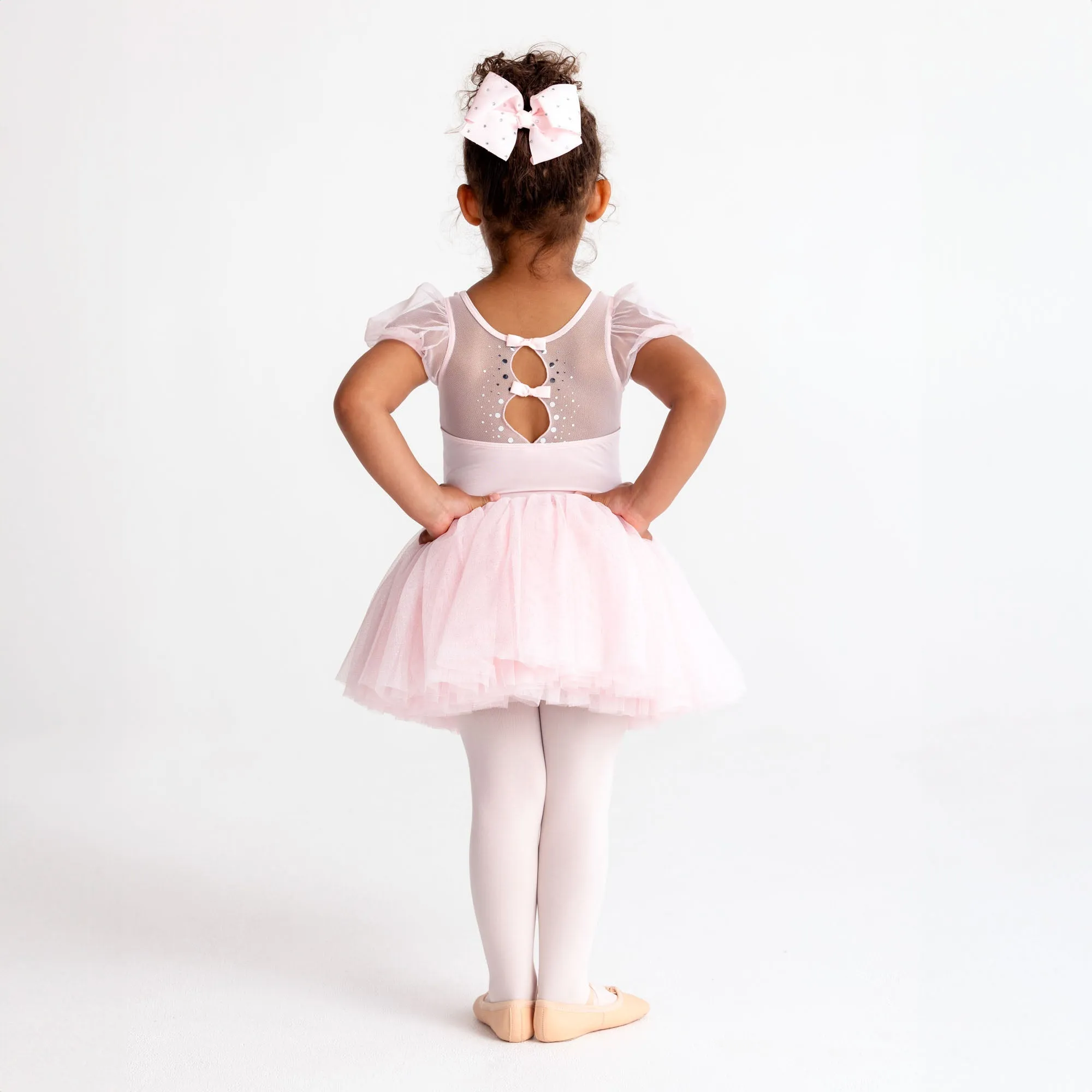Andrea: Puff Sleeve Glitter Tutu Dress with Sequin Collar
