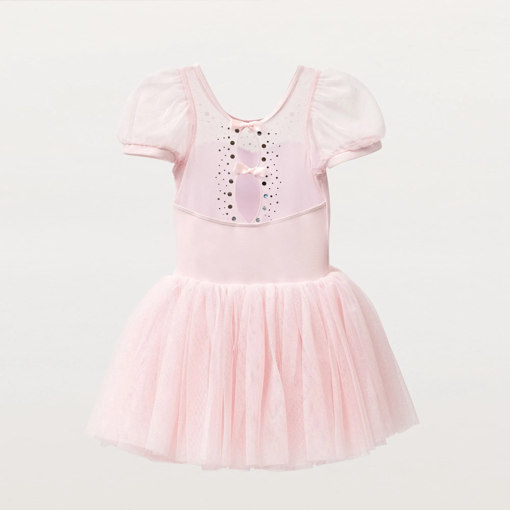 Andrea: Puff Sleeve Glitter Tutu Dress with Sequin Collar