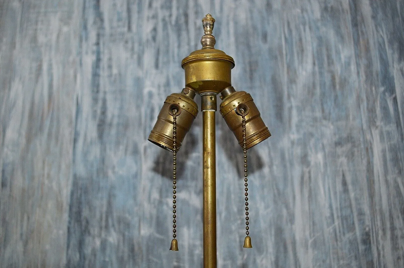 Antique French Bronze Altar Candlestick Lamp Double Socket Jesus Mary Joseph