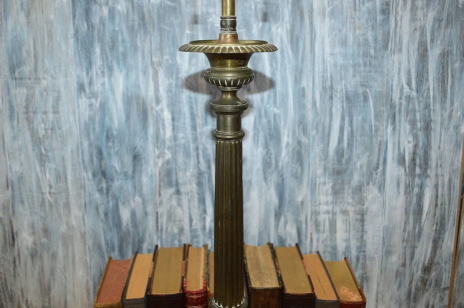 Antique French Bronze Altar Candlestick Lamp Double Socket Jesus Mary Joseph