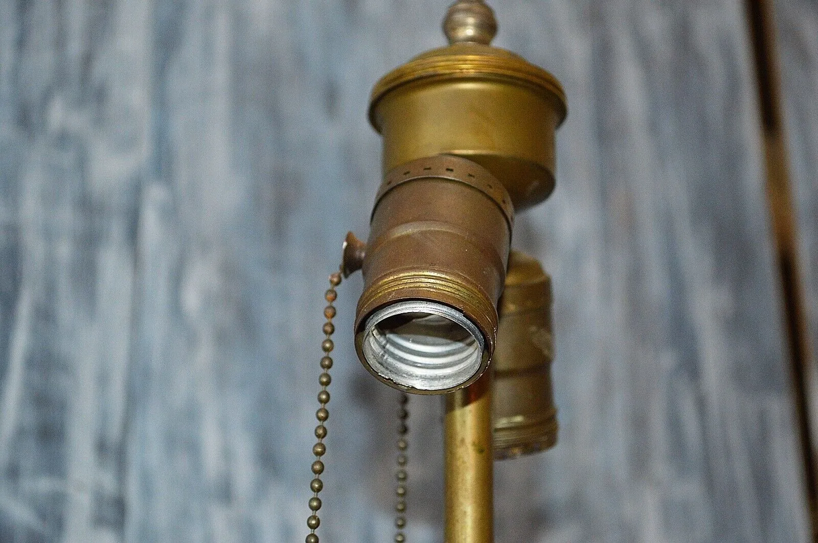 Antique French Bronze Altar Candlestick Lamp Double Socket Jesus Mary Joseph