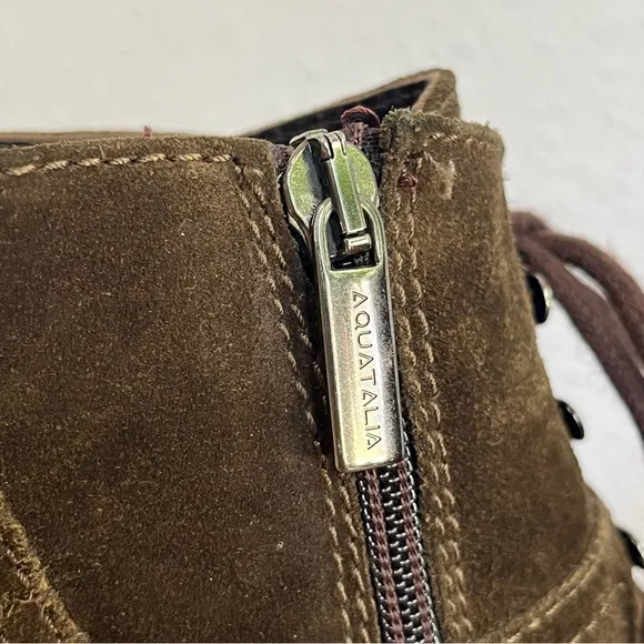 Aquatalia Chance Suede Lace-Up Wedge Lug Boot
