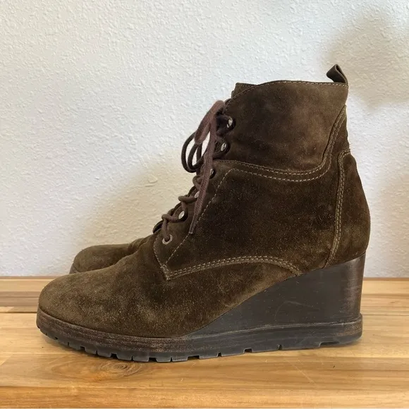 Aquatalia Chance Suede Lace-Up Wedge Lug Boot