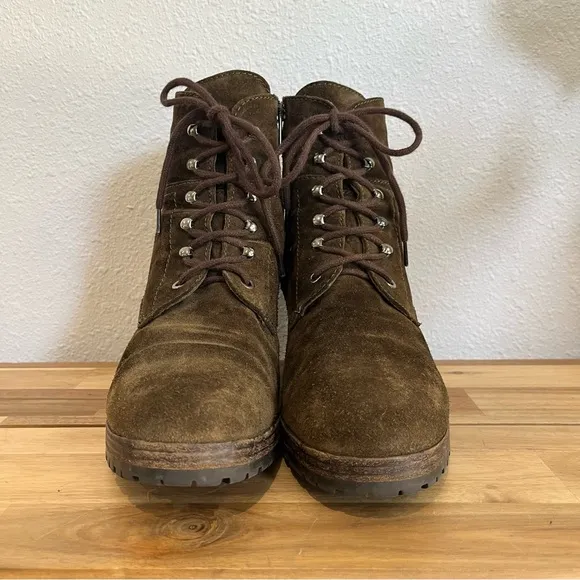 Aquatalia Chance Suede Lace-Up Wedge Lug Boot