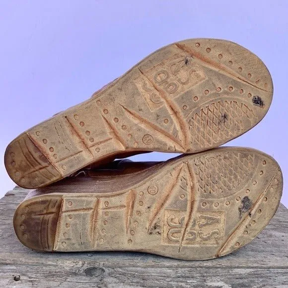 A.S.98 Naylor Wedge Platform Camel Tan Leather Zippered Sandals