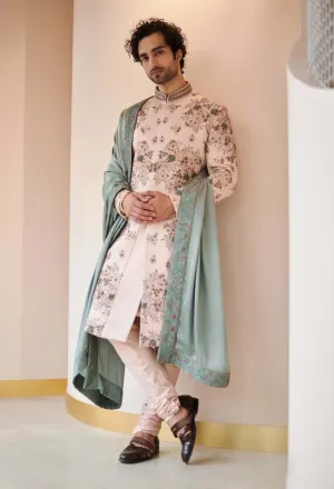 Baby Pink Embroidered Sherwani Set