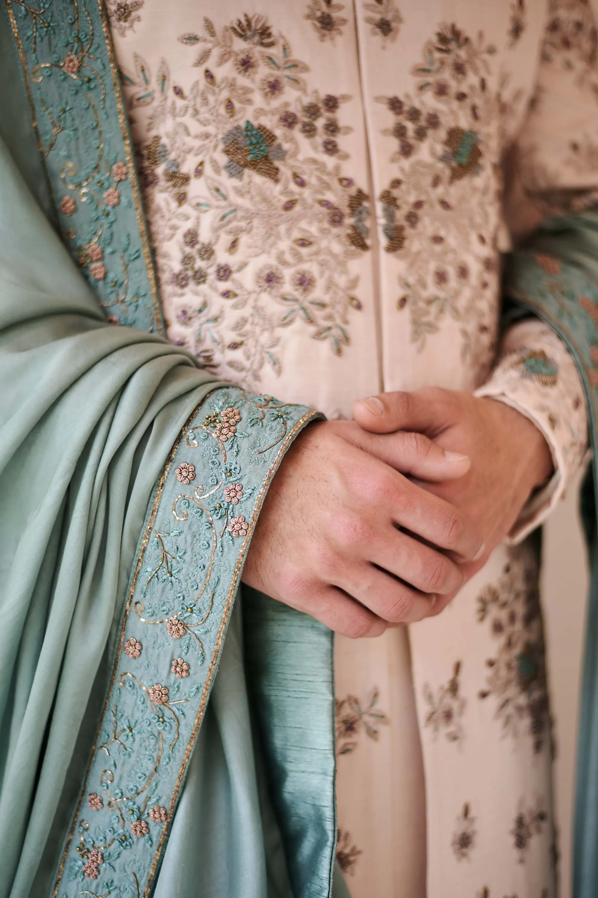 Baby Pink Embroidered Sherwani Set