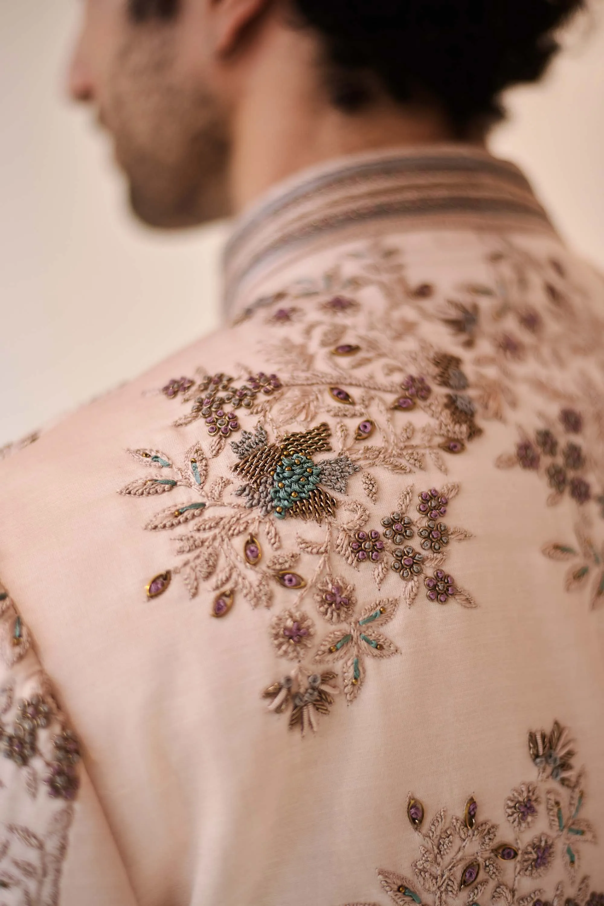 Baby Pink Embroidered Sherwani Set