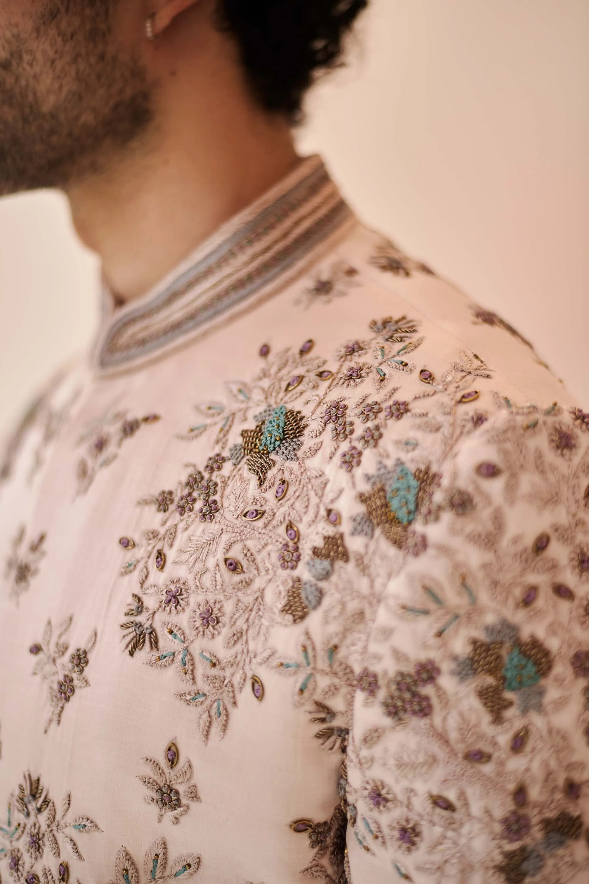 Baby Pink Embroidered Sherwani Set