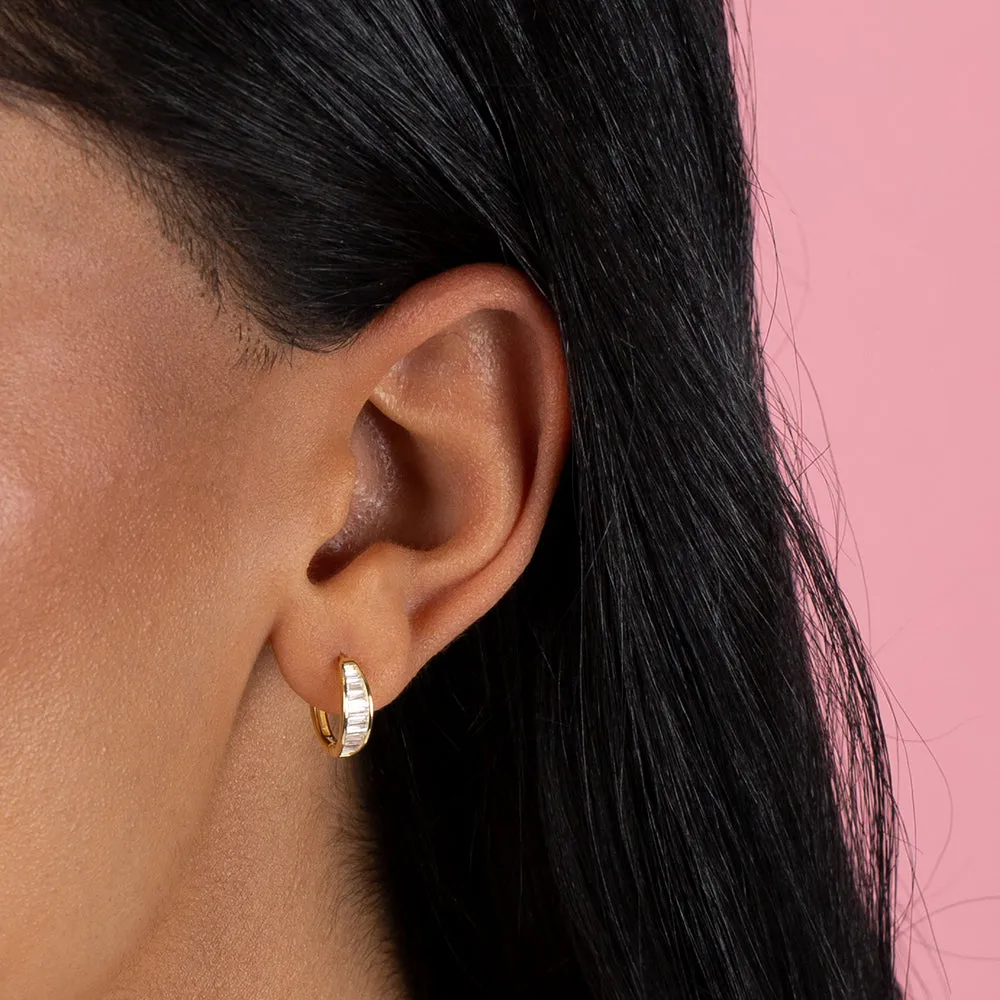 Baguette Bezel Huggie Earring