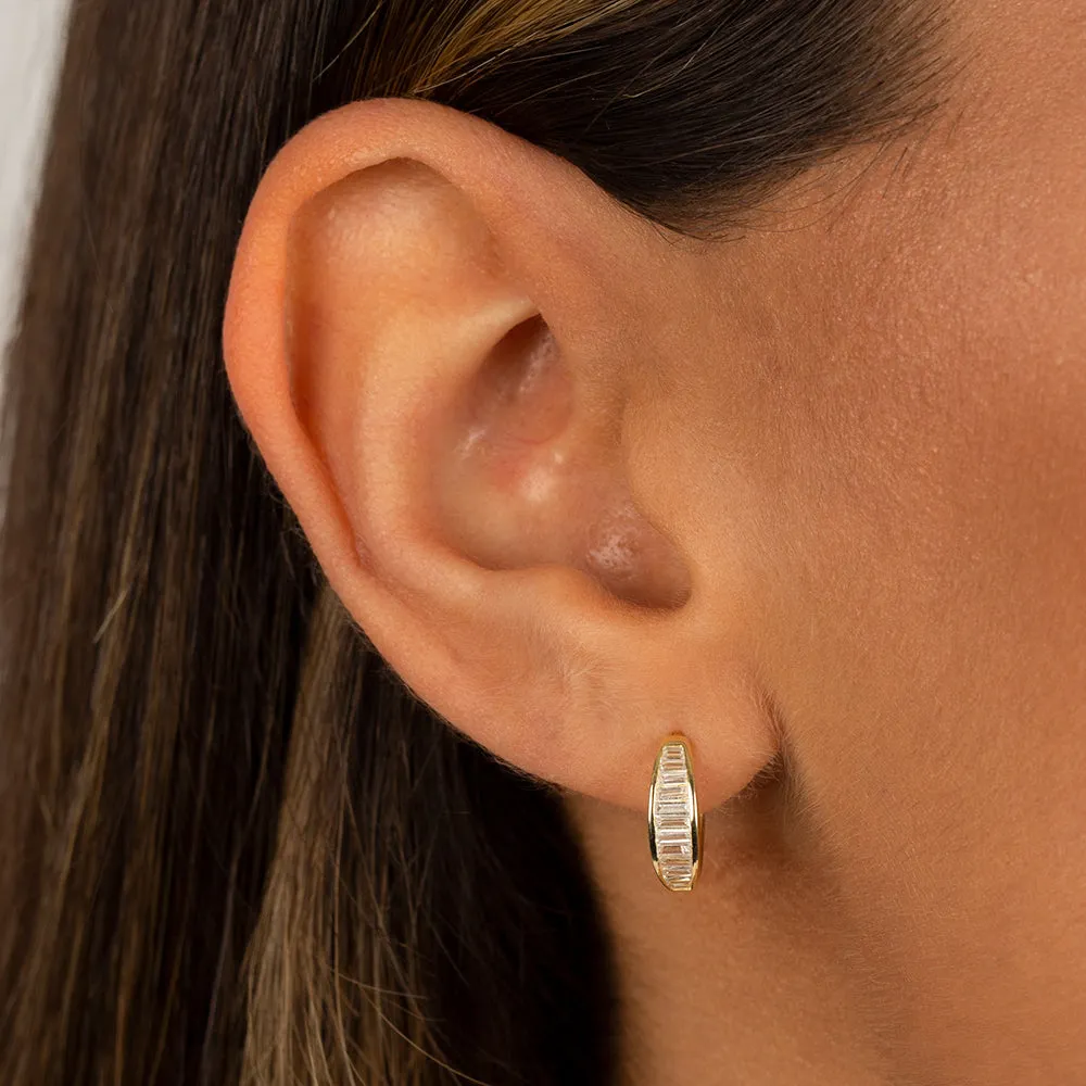 Baguette Bezel Huggie Earring
