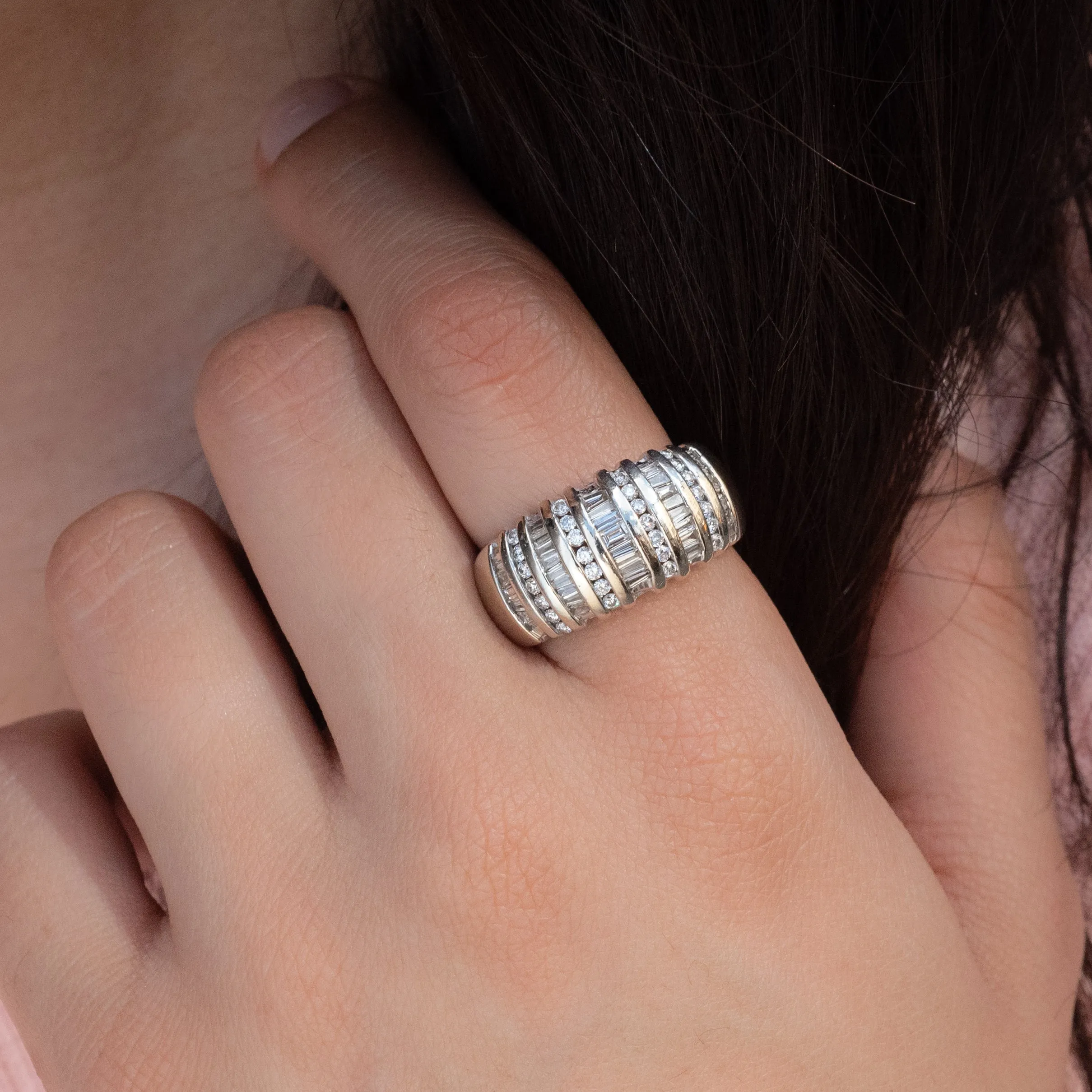 Baguette Diamond Cocktail Ring C. 1960s