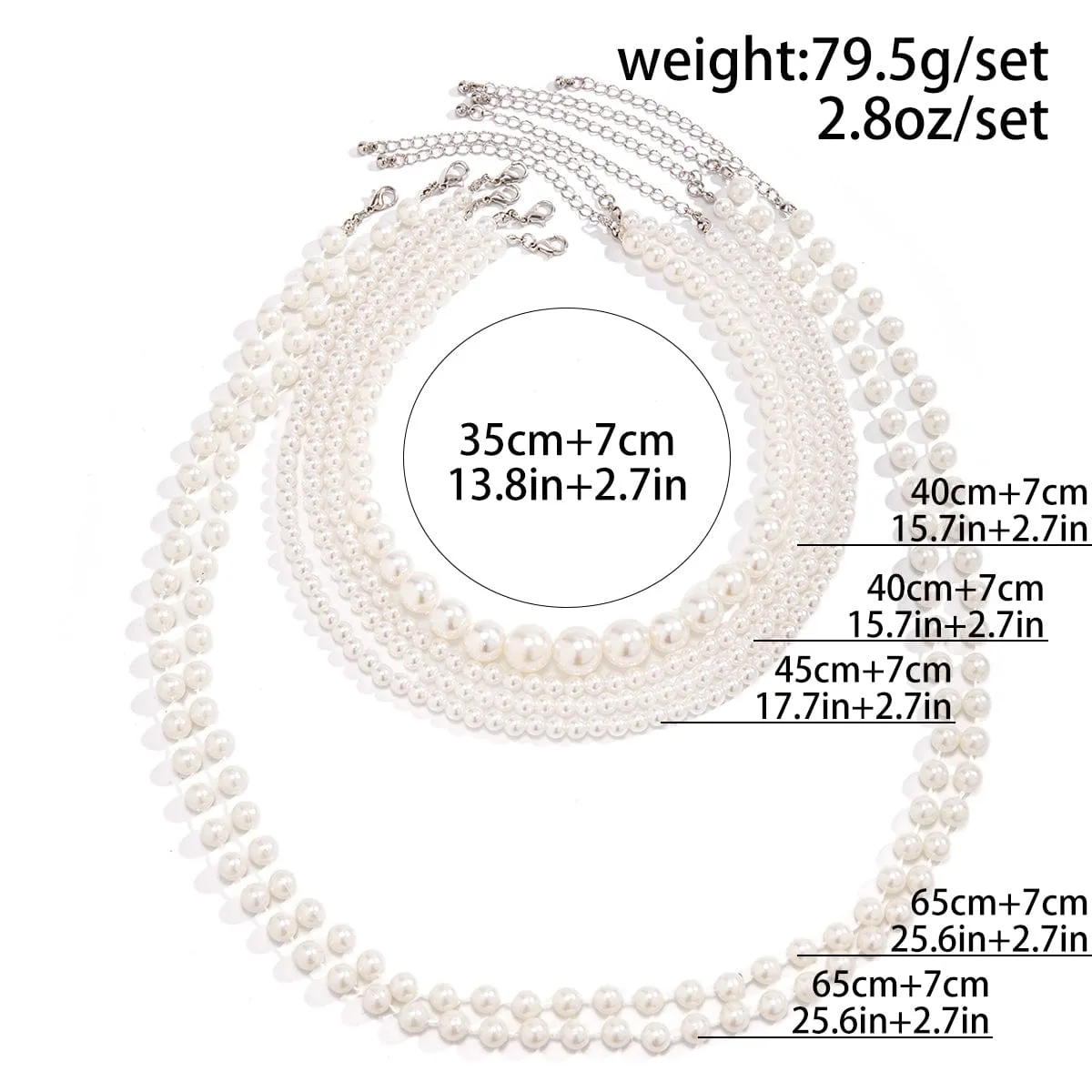Baroque Layered Chunky Pearl Chain Choker Necklace Set