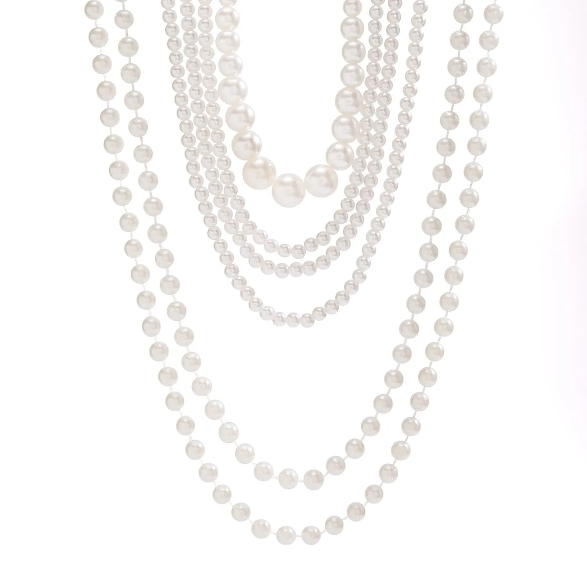 Baroque Layered Chunky Pearl Chain Choker Necklace Set