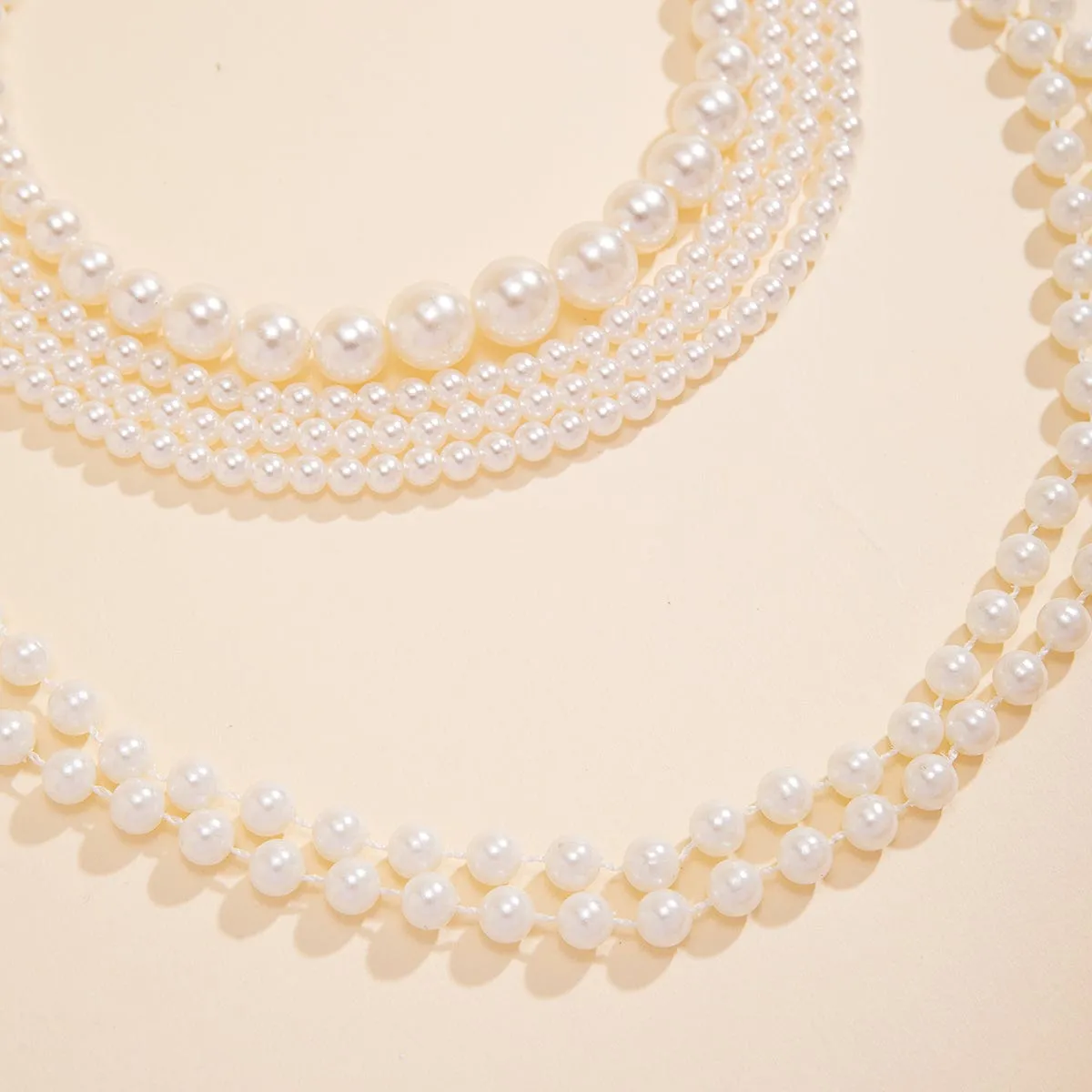 Baroque Layered Chunky Pearl Chain Choker Necklace Set