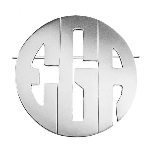 Basch Block Monogram Pin/Pendant - Sterling Silver