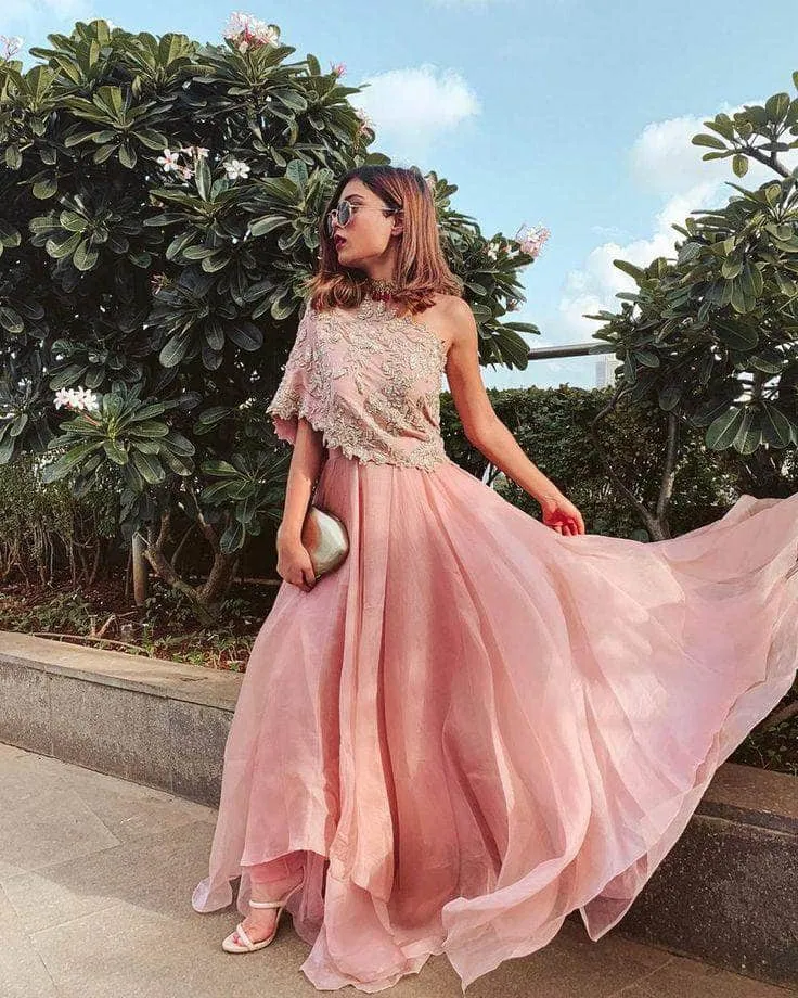 Beautiful Pink Indo-western Georgette Gown