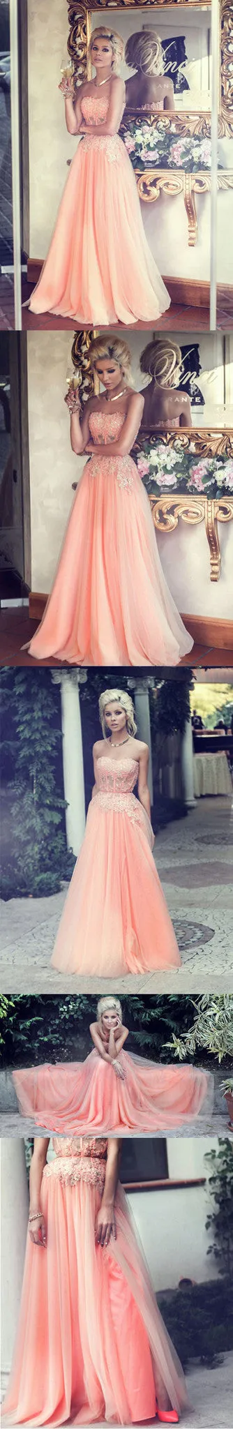 Beautiful Sweet Heart Affordable Long Prom Dresses with Applique, BG51082