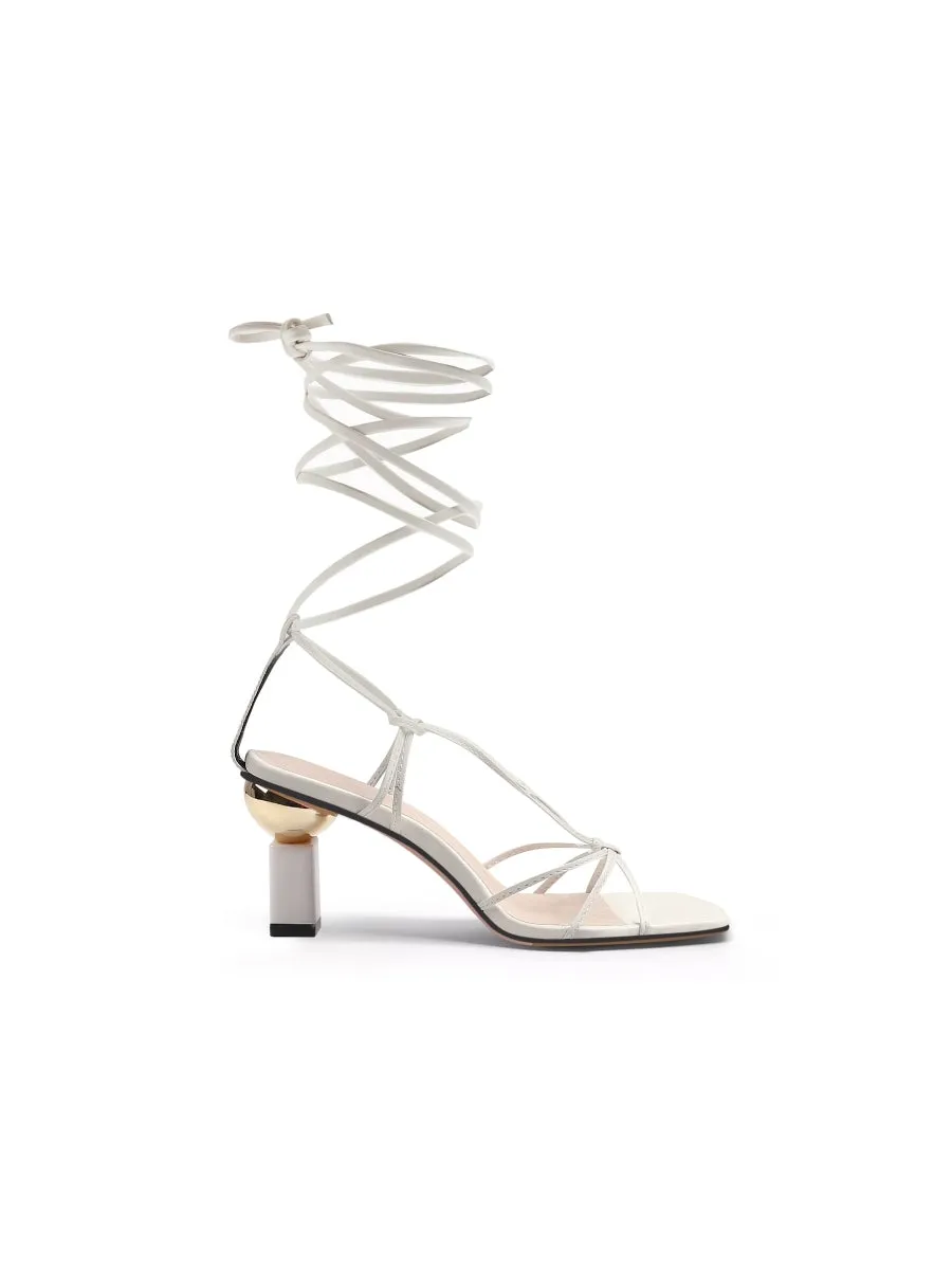 Beckas Knots Strap Leather Black Sandal