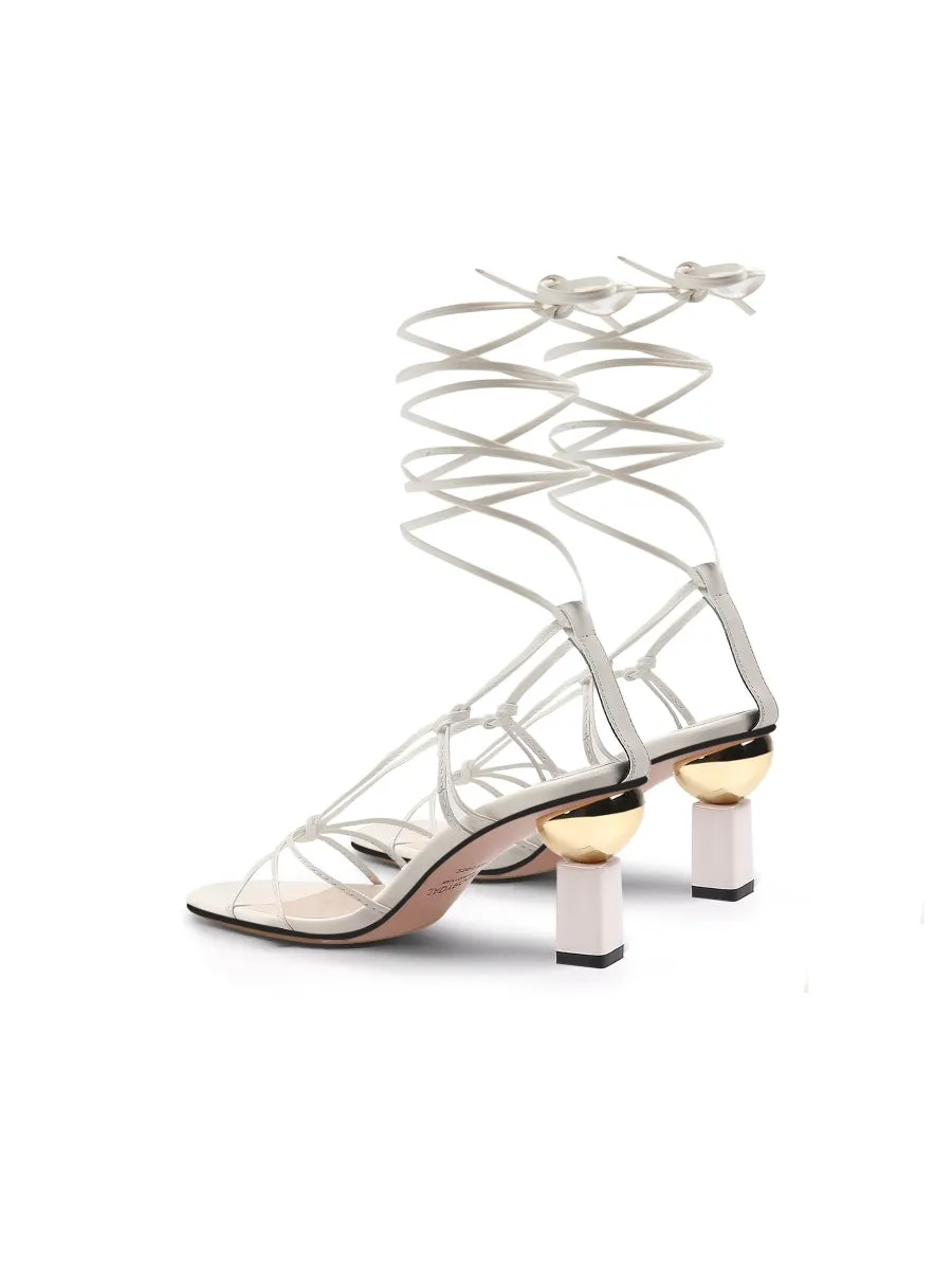 Beckas Knots Strap Leather Black Sandal