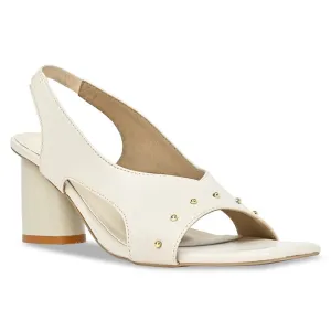 Beige Rivet back strap Heels