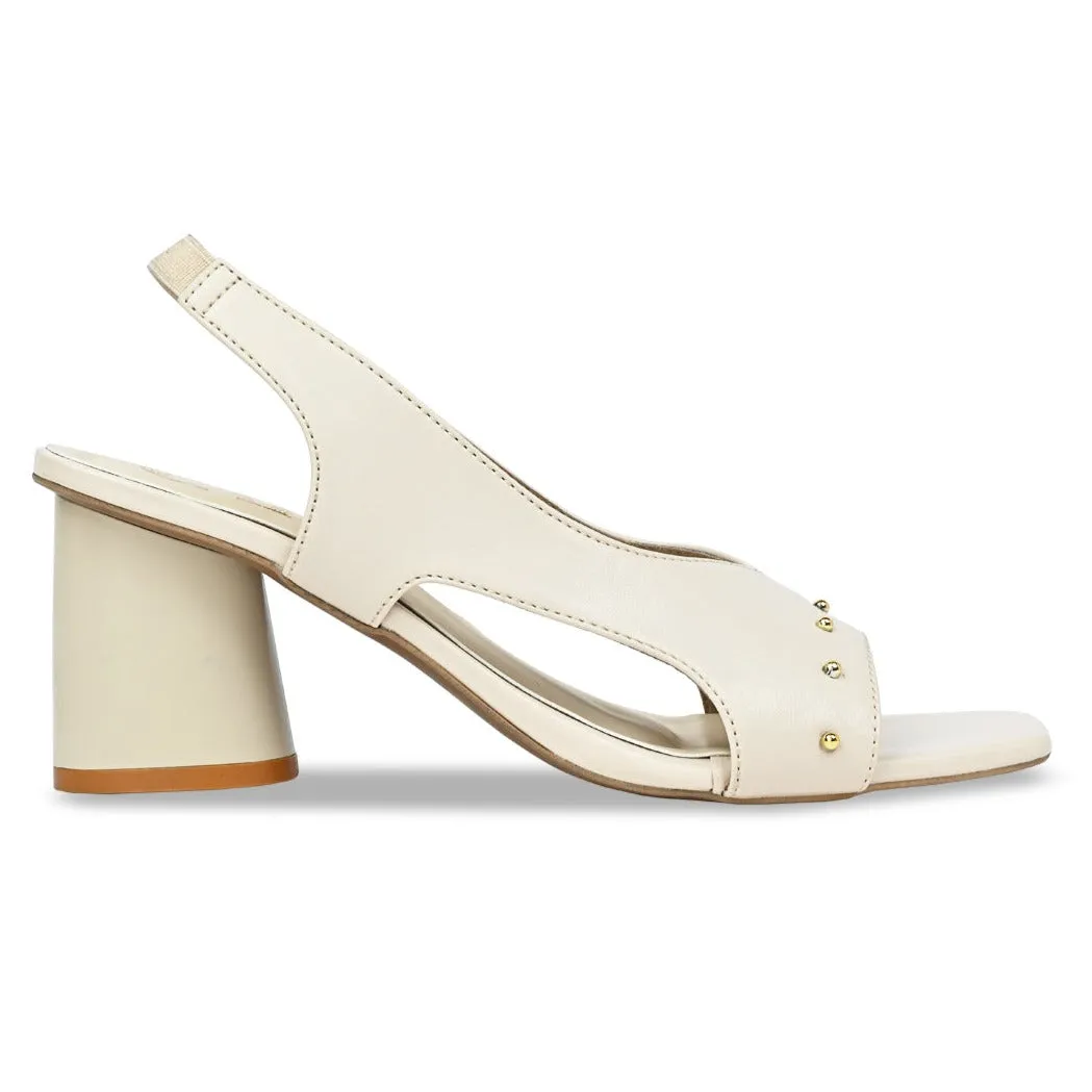 Beige Rivet back strap Heels