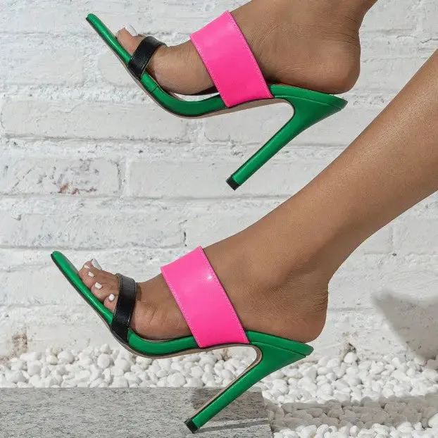'Bernadette' Slip-On Open Toe Stiletto Heels