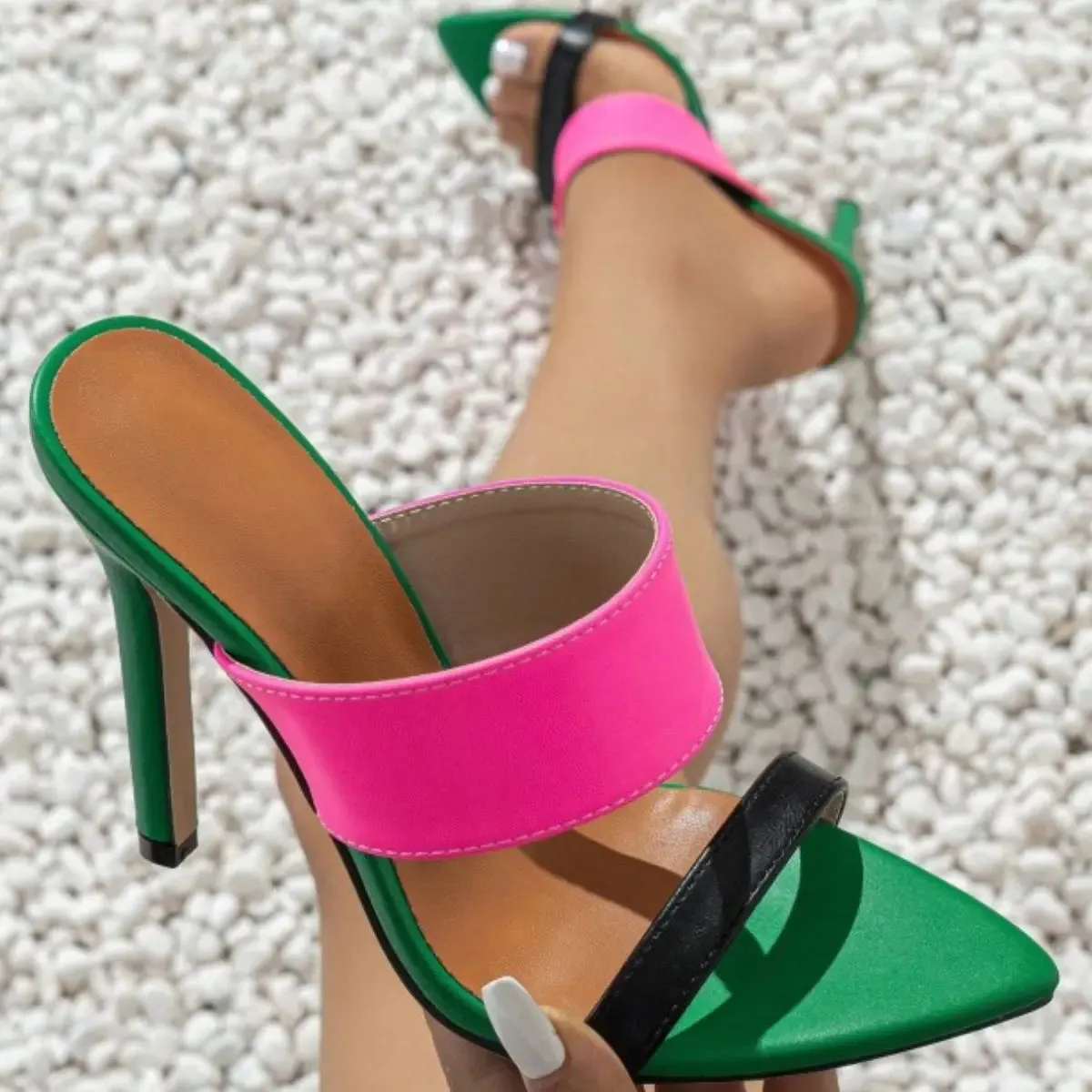 'Bernadette' Slip-On Open Toe Stiletto Heels