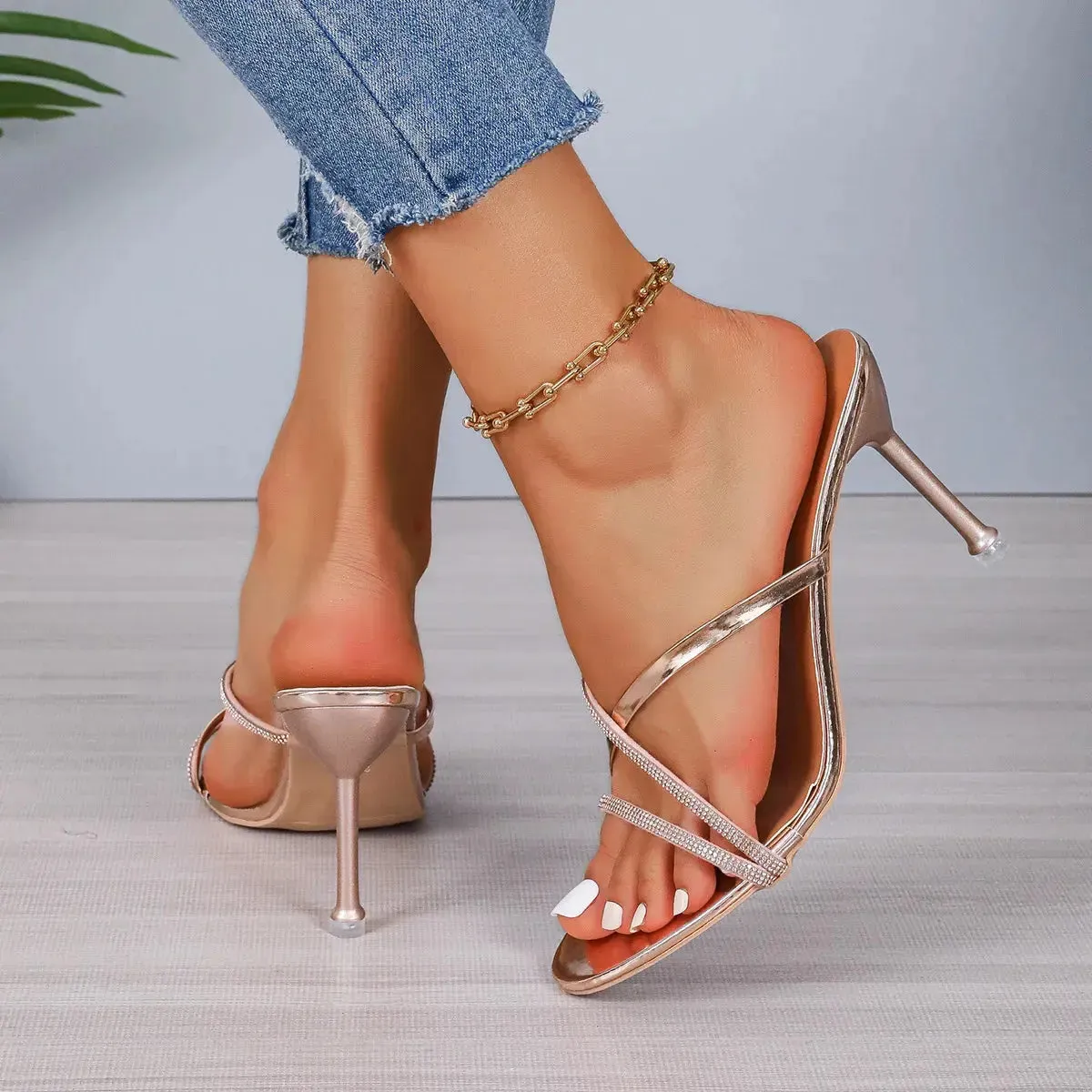'Betony' Strapless Slip-On Stiletto Heels