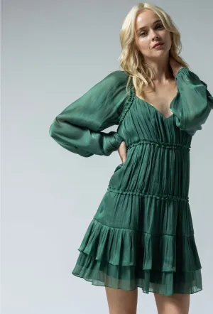 BIANCA SATIN RUFFLE MINI DRESS