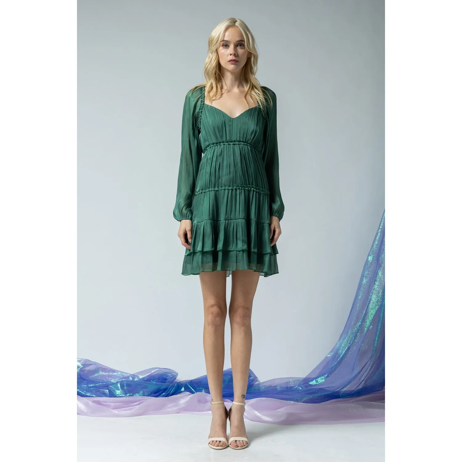 BIANCA SATIN RUFFLE MINI DRESS