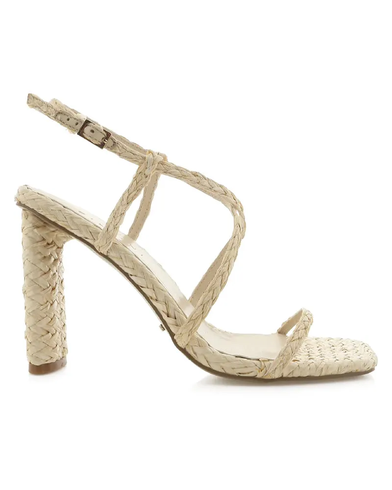 Billini Jayda Sand Raffia Block Heels