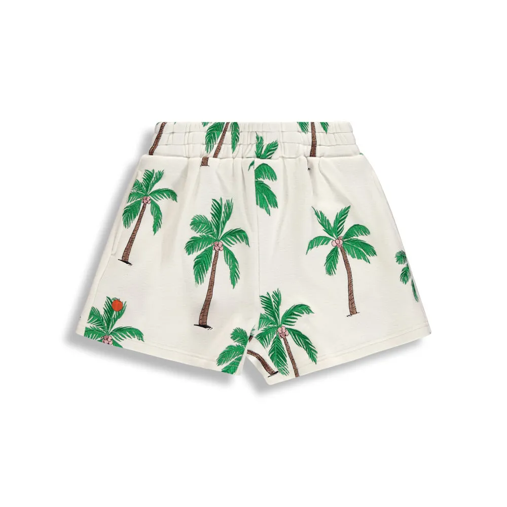 Birdz Embroidered Palm Sweatshorts - Ivory