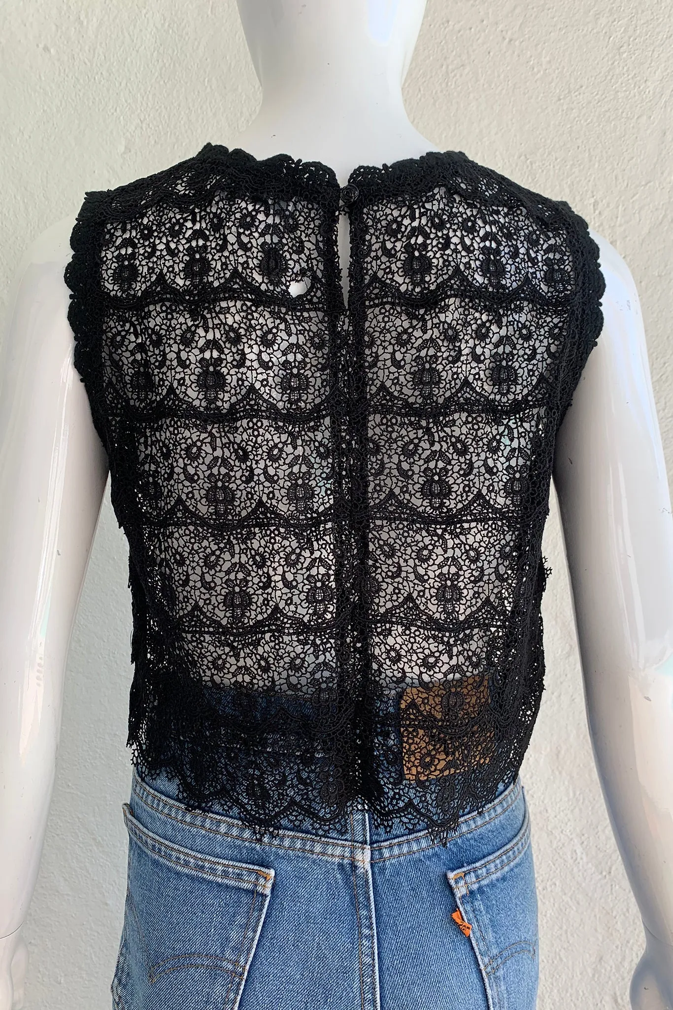 Black Crochet Lace Shell