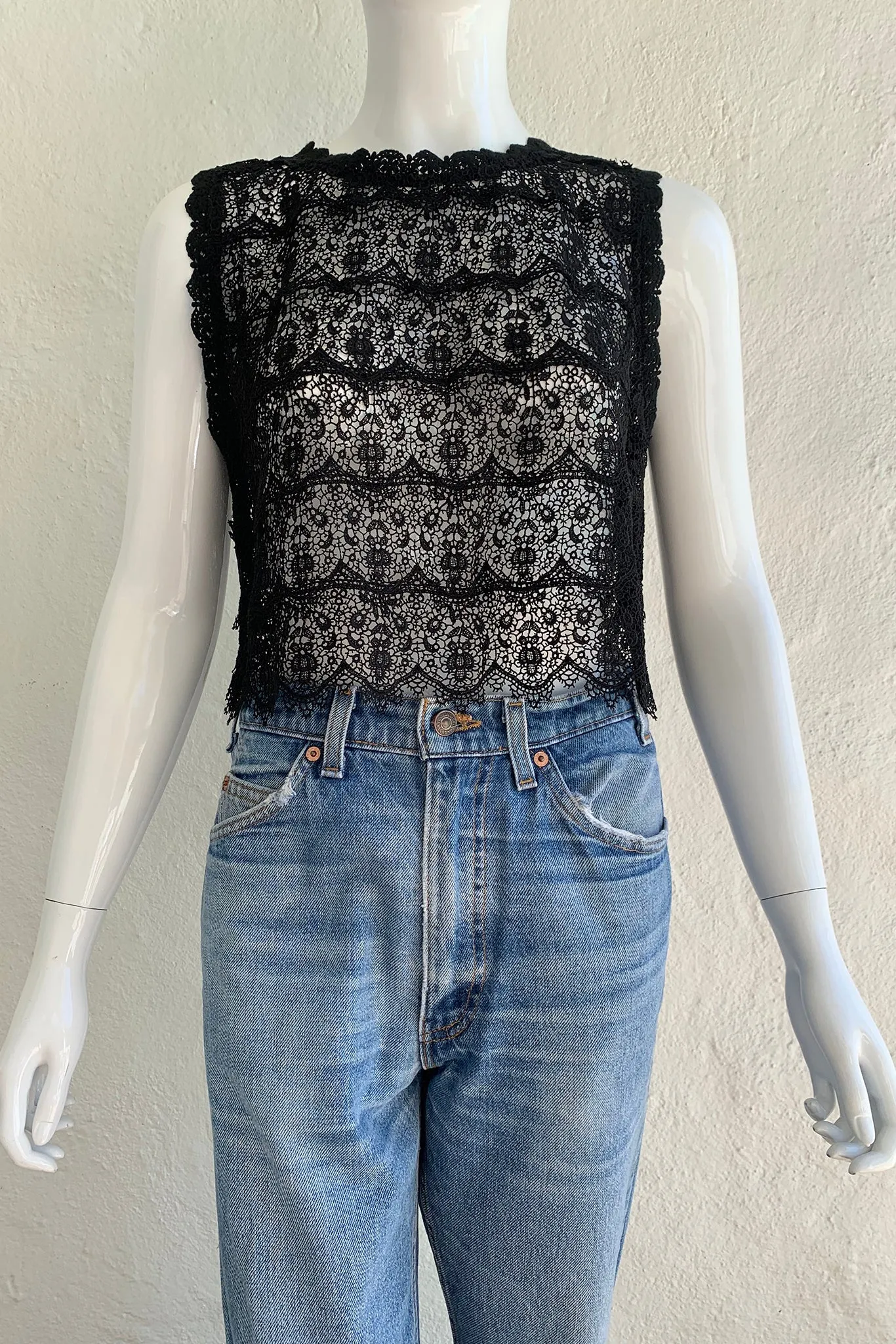 Black Crochet Lace Shell